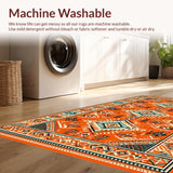 Ultra Soft Area Rug, Non Slip, Stain Resistant, Washable Area Rugs for Living Room, Bedroom, Quirky Half Circle Color Splash(Orange)