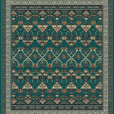 Intricate Geometric Design Area with Teal and Copper Accents(Blue)