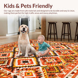 Ultra Soft Area Rug, Non Slip, Stain Resistant, Washable Area Rugs for Living Room, Bedroom, Modern Earthy Geometric Feel(Orange)