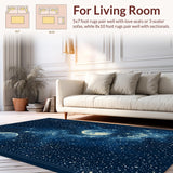 Ultra Soft Area Rug, Non Slip, Stain Resistant, Washable Area Rugs for Living Room, Bedroom, Serene Nighttime Celestial Display(Blue)
