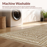 Ultra Soft Area Rug, Non Slip, Stain Resistant, Washable Area Rugs for Living Room, Bedroom, Cozy Abstract Organic Shapes(Brown)