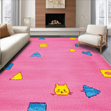 Ultra Soft Area Rug, Non Slip, Stain Resistant, Washable Area Rugs for Living Room, Bedroom, Whimsical Educational Creature Composition(Pink)