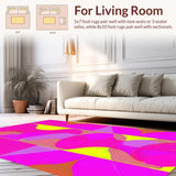 Ultra Soft Area Rug, Non Slip, Stain Resistant, Washable Area Rugs for Living Room, Bedroom, Bold Retro Inspired Color Palette(Pink)