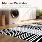 Ultra Soft Area Rug, Non Slip, Stain Resistant, Washable Area Rugs for Living Room, Bedroom, Chic Monochrome Stripe Carpet for Stylish Indoor Spaces(Black)