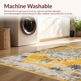 Ultra Soft Area Rug, Non Slip, Stain Resistant, Washable Area Rugs for Living Room, Bedroom, Elegant Distressed Artful Arrangement(Yellow)