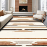 Ultra Soft Area Rug, Non Slip, Stain Resistant, Washable Area Rugs for Living Room, Bedroom, Retro Southwest Patterned with Neutral Stripes and Chevron Accents(Beige)