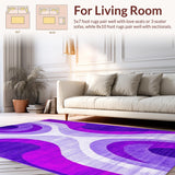 Ultra Soft Area Rug, Non Slip, Stain Resistant, Washable Area Rugs for Living Room, Bedroom, Soft Pastel Dreamy Spiral Theme(Purple)