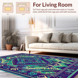 Ultra Soft Area Rug, Non Slip, Stain Resistant, Washable Area Rugs for Living Room, Bedroom, Enchanting Circular Color Fusion(Purple)