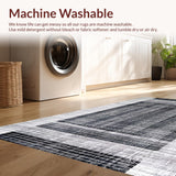 Ultra Soft Area Rug, Non Slip, Stain Resistant, Washable Area Rugs for Living Room, Bedroom, Striking Black White Doormat: Geometric Farmhouse Welcome Rug(Gray)