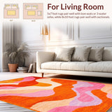 Ultra Soft Area Rug, Non Slip, Stain Resistant, Washable Area Rugs for Living Room, Bedroom, Eclectic Orange and Pink Fusion(Orange)