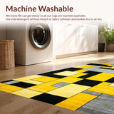 Ultra Soft Area Rug, Non Slip, Stain Resistant, Washable Area Rugs for Living Room, Bedroom, Dynamic Modern Linear Interpretation(Yellow)