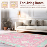 Ultra Soft Area Rug, Non Slip, Stain Resistant, Washable Area Rugs for Living Room, Bedroom, Cozy Farmhouse Inspired Print(Pink)