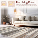 Ultra Soft Area Rug, Non Slip, Stain Resistant, Washable Area Rugs for Living Room, Bedroom, Contemporary Textured Line Arrangement(Gray)