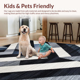 Ultra Soft Area Rug, Non Slip, Stain Resistant, Washable Area Rugs for Living Room, Bedroom, Chic Abstract Monochrome Motif(Blue)