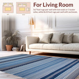 Ultra Soft Area Rug, Non Slip, Stain Resistant, Washable Area Rugs for Living Room, Bedroom, Stylish Coastal Blue Patterns(Blue)