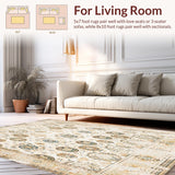 Ultra Soft Area Rug, Non Slip, Stain Resistant, Washable Area Rugs for Living Room, Bedroom, Boho Inspired Beige Runner Non Slip Kitchen Floor(Beige)