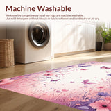 Ultra Soft Area Rug, Non Slip, Stain Resistant, Washable Area Rugs for Living Room, Bedroom, Charming Whimsical Butterfly Motif(Pink)