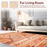 Ultra Soft Area Rug, Non Slip, Stain Resistant, Washable Area Rugs for Living Room, Bedroom, Vibrant Abstract Transitional Pattern(Orange)