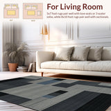 Ultra Soft Area Rug, Non Slip, Stain Resistant, Washable Area Rugs for Living Room, Bedroom, Trendy Modernist Trellis Visual(Gray)