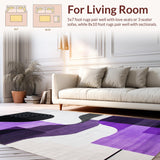 Ultra Soft Area Rug, Non Slip, Stain Resistant, Washable Area Rugs for Living Room, Bedroom, Elegant Distressed Textured Pattern(Purple)