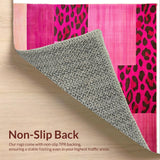 Ultra Soft Area Rug, Non Slip, Stain Resistant, Washable Area Rugs for Living Room, Bedroom, Vibrant Animal Print Door Mat Contemporary Home Decor(Pink)