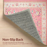 Ultra Soft Area Rug, Non Slip, Stain Resistant, Washable Area Rugs for Living Room, Bedroom, Graceful Curved Symmetrical Layout(Pink)