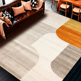 Ultra Soft Area Rug, Non Slip, Stain Resistant, Washable Area Rugs for Living Room, Bedroom, Scandinavian Inspired with Beige Orange Gold Highlights(Gray)