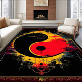 Ultra Soft Area Rug, Non Slip, Stain Resistant, Washable Area Rugs for Living Room, Bedroom, Whimsical Black and White Symmetrical Motif(Red)