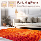 Ultra Soft Area Rug, Non Slip, Stain Resistant, Washable Area Rugs for Living Room, Bedroom, Bold Striped Color Splash Effect(Orange)
