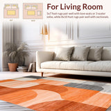 Ultra Soft Area Rug, Non Slip, Stain Resistant, Washable Area Rugs for Living Room, Bedroom, Dynamic Abstract Geometric Aesthetic(Orange)