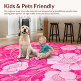 Ultra Soft Area Rug, Non Slip, Stain Resistant, Washable Area Rugs for Living Room, Bedroom, Stylish Plush Diamond Motif(Pink)