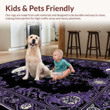 Ultra Soft Area Rug, Non Slip, Stain Resistant, Washable Area Rugs for Living Room, Bedroom, Midnight Macabre Rug - Bewitched Skull Home Decor for Spooky Enthusiasts(Purple)