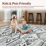 Ultra Soft Area Rug, Non Slip, Stain Resistant, Washable Area Rugs for Living Room, Bedroom, Artful Trellis Earth Tone Vibes(Gray)