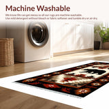Ultra Soft Area Rug, Non Slip, Stain Resistant, Washable Area Rugs for Living Room, Bedroom, Cozy Earth Tones Bear Design(Red)