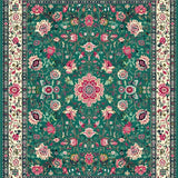Ultra Soft Area Rug, Non Slip, Stain Resistant, Washable Area Rugs for Living Room, Bedroom, Radiant Vintage Ogee Design(Green)