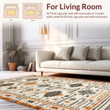 Ultra Soft Area Rug, Non Slip, Stain Resistant, Washable Area Rugs for Living Room, Bedroom, Southwest Tribal Ethnic Aesthetic(Orange)