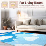 Ultra Soft Area Rug, Non Slip, Stain Resistant, Washable Area Rugs for Living Room, Bedroom, Serene Blue and White Fusion(Blue)