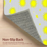 Ultra Soft Area Rug, Non Slip, Stain Resistant, Washable Area Rugs for Living Room, Bedroom, Cute Childlike Sunshine Illustration(Yellow)