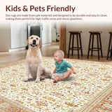 Ultra Soft Area Rug, Non Slip, Stain Resistant, Washable Area Rugs for Living Room, Bedroom, Montessori Play Area for Toddlers Beige Spotted Geometric(White)