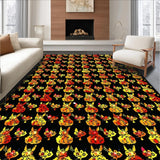 Ultra Soft Area Rug, Non Slip, Stain Resistant, Washable Area Rugs for Living Room, Bedroom, Rustic Summer Blossom Motif(Red)