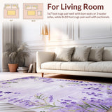 Ultra Soft Area Rug, Non Slip, Stain Resistant, Washable Area Rugs for Living Room, Bedroom, Whimsical Lavender Nature Motif(Purple)
