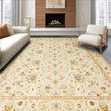 Ultra Soft Area Rug, Non Slip, Stain Resistant, Washable Area Rugs for Living Room, Bedroom, Elegant Vintage Botanical Arrangement(Beige)