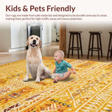 Ultra Soft Area Rug, Non Slip, Stain Resistant, Washable Area Rugs for Living Room, Bedroom, Whimsical Round Aesthetic Touch(Yellow)