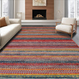 Ultra Soft Area Rug, Non Slip, Stain Resistant, Washable Area Rugs for Living Room, Bedroom, Eclectic Multicolor Ethnic Design(Red)