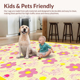 Ultra Soft Area Rug, Non Slip, Stain Resistant, Washable Area Rugs for Living Room, Bedroom, Modern Youthful Decorative Composition(Pink)