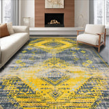 Ultra Soft Area Rug, Non Slip, Stain Resistant, Washable Area Rugs for Living Room, Bedroom, Elegant Vintage Tribal Motif(Yellow)