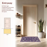 Ultra Soft Area Rug, Non Slip, Stain Resistant, Washable Area Rugs for Living Room, Bedroom, Vibrant Abstract Organic Flow(Purple)