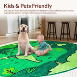 Ultra Soft Area Rug, Non Slip, Stain Resistant, Washable Area Rugs for Living Room, Bedroom, Circular Earth-Themed Rug for Playroom Learning Spaces(Green)