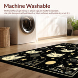 Ultra Soft Area Rug, Non Slip, Stain Resistant, Washable Area Rugs for Living Room, Bedroom, Artistic Black Cat Head Visual(Black)
