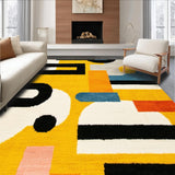 Ultra Soft Area Rug, Non Slip, Stain Resistant, Washable Area Rugs for Living Room, Bedroom, Chic Modern Lettering Aesthetic(Yellow)